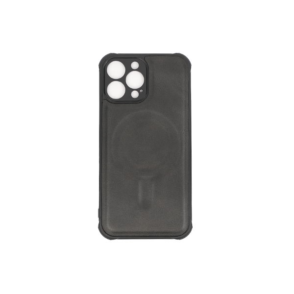 iPhone 15 Plus Hülle PU Leather Shockproof MagSafe Hybrid Case / Bucharest – Black