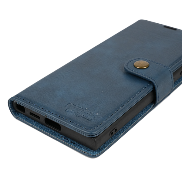 Samsung Galaxy S22 Ultra Flip Cover Case Etui Hülle Premium Kunstleder Magnetisch Kartenhalter / Milano – Blue Samsung