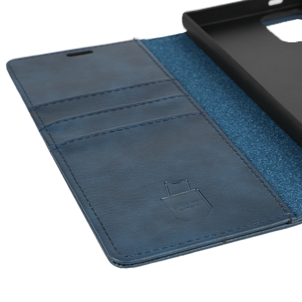 Samsung Galaxy S22 Ultra Flip Cover Case Etui Hülle Premium Kunstleder Magnetisch Kartenhalter / Milano – Blue Samsung