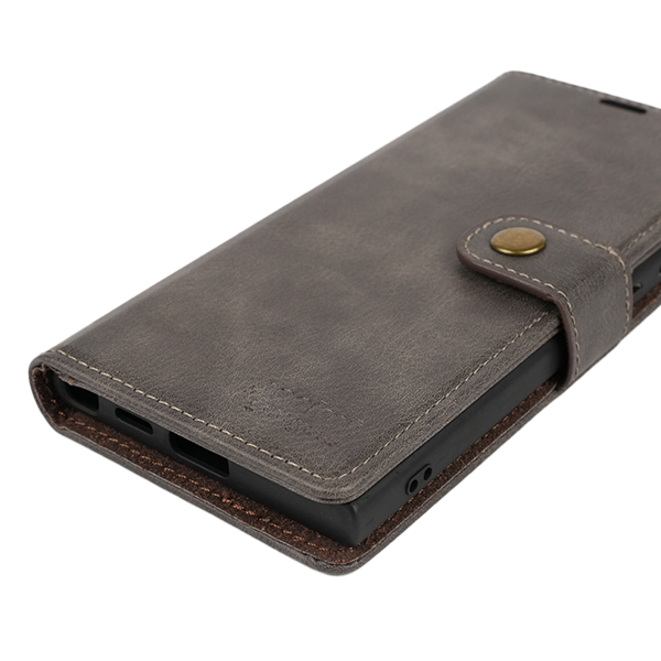 Samsung Galaxy S23 + Flip Cover Case Etui Hülle Premium Kunstleder Magnetisch Kartenhalter / Milano – Gray Samsung