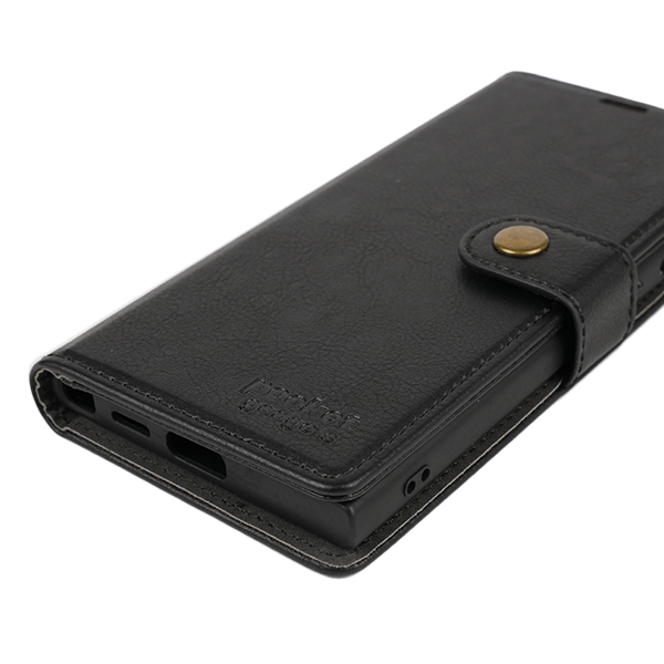 Samsung Galaxy S23 + Flip Cover Case Etui Hülle Premium Kunstleder Magnetisch Kartenhalter / Milano – Black Samsung