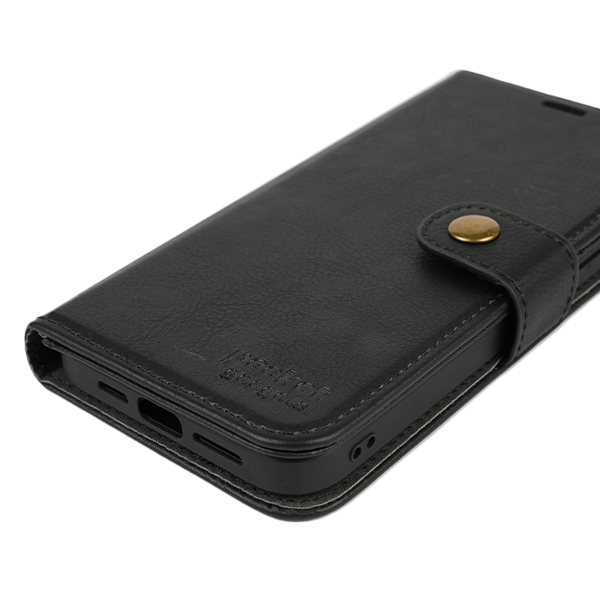 iPhone 12 Etui Hülle Flip Cover Premium Kunstleder Magnetisch Kartenhalter / Milano – Black iPhone
