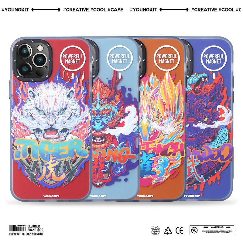 iPhone 12 Pro YOUNGKIT Mythical Creatures MagSafe Shockproof Airbags / Tiger