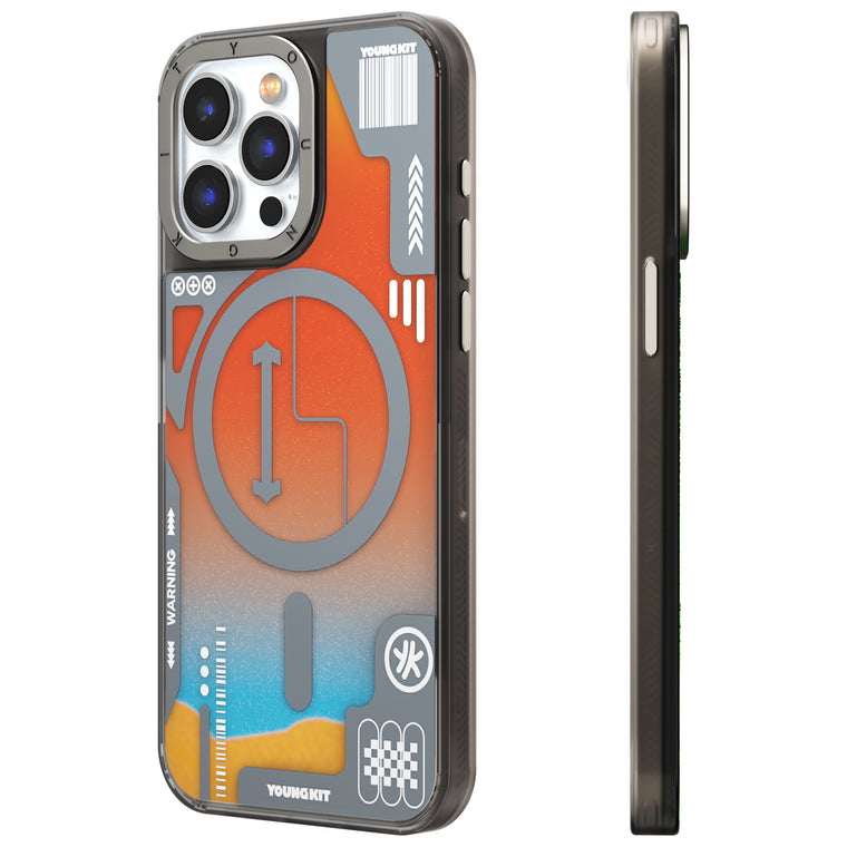 iPhone 14 Pro Max Hülle YOUNGKIT Cyberpunk Fluorescence Luminous Quicksand / Red