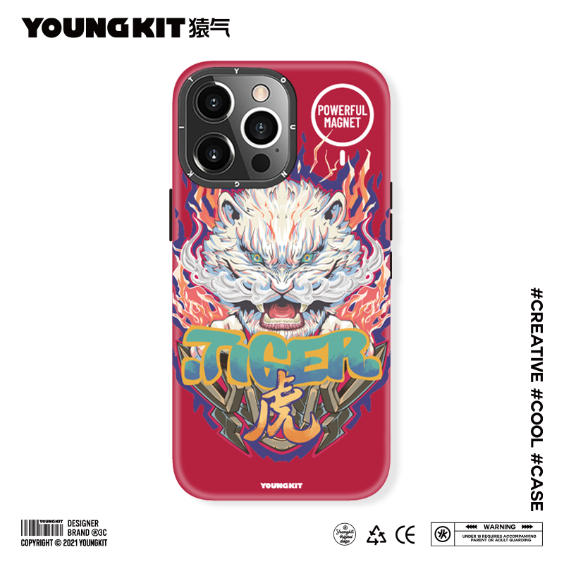 iPhone 13 YOUNGKIT Mythical Creatures MagSafe Shockproof Airbags / Tiger