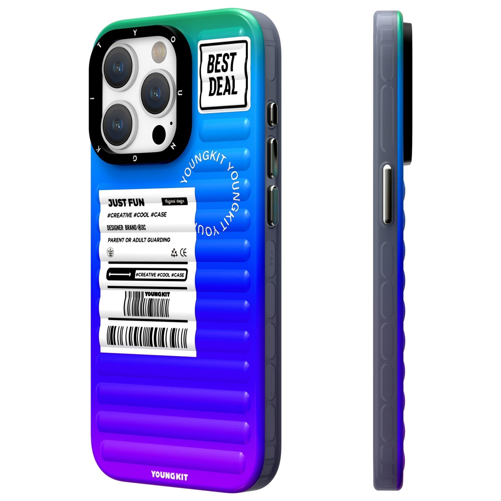 iPhone 15 Pro Max Case YOUNGKIT Mysterious Multicolor Gradient Luggage Ultramarine Blue Fantasy