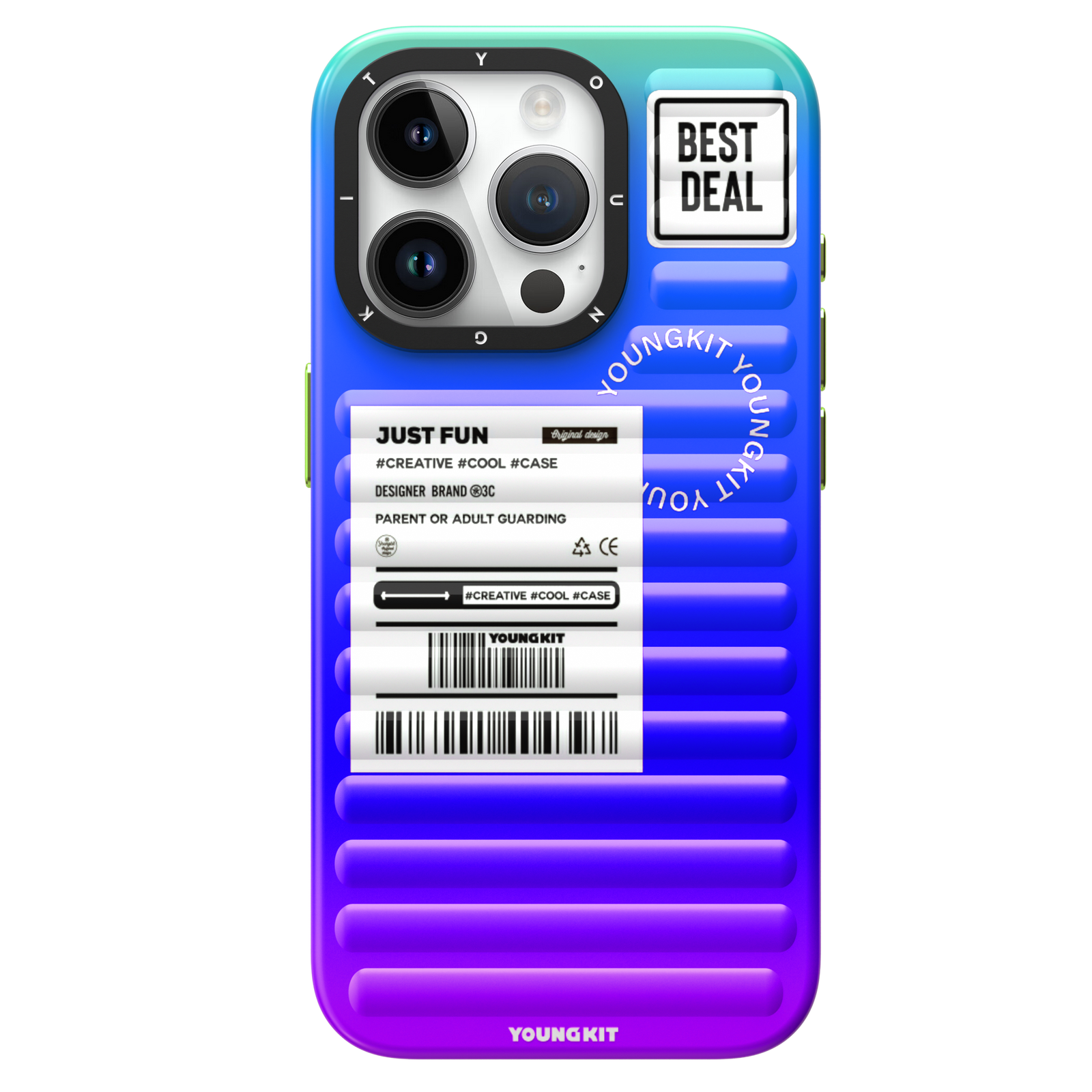 iPhone 15 Pro Max Case YOUNGKIT Mysterious Multicolor Gradient Luggage Ultramarine Blue Fantasy