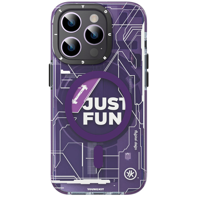 iPhone 14 Pro Hülle YOUNGKIT Cyberpunk Futuristic Circuit Magsafe / Purple