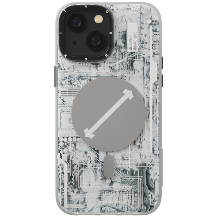 iPhone 15 Plus Hülle YOUNGKIT Cyberpunk Futuristic Circuit Magsafe / White
