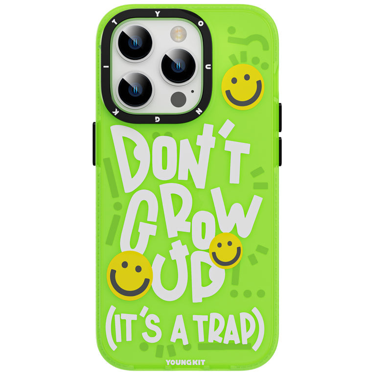 iPhone 15 Pro Case YOUNGKIT Happy Mood Luxury Designer Brand Shockproof Green Don`t Grow Up