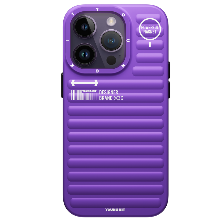 iPhone 14 Pro Hülle YOUNGKIT Plain Luggage MagSafe Luxury Designer Brand - Purple